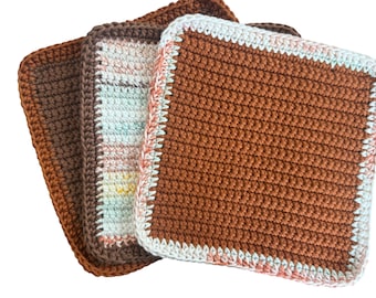Crochet Cotton Dish Cloths Set: Handmade Kitchen Wash Rags