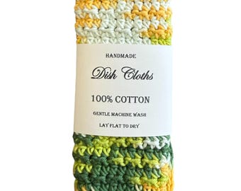 Hand Crocheted Cotton Dish Cloth: Multi-Colored Kitchen Wash Cloth