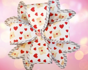 Valentine Gift Bow, Gift Bow for Valentine's Day, Holiday Gift Bow, Gift Bow With Hearts