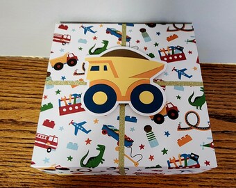 Birthday Gift Box, Construction Themed Gift Box, Gift Box For Boy, Gift Box With Lid