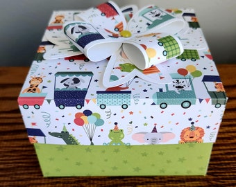 Gift Box, Birthday Gift Box, Square Gift Box, Small Gift Box, Gift Box with Bow, 4 x 4 x 4 Inch Box