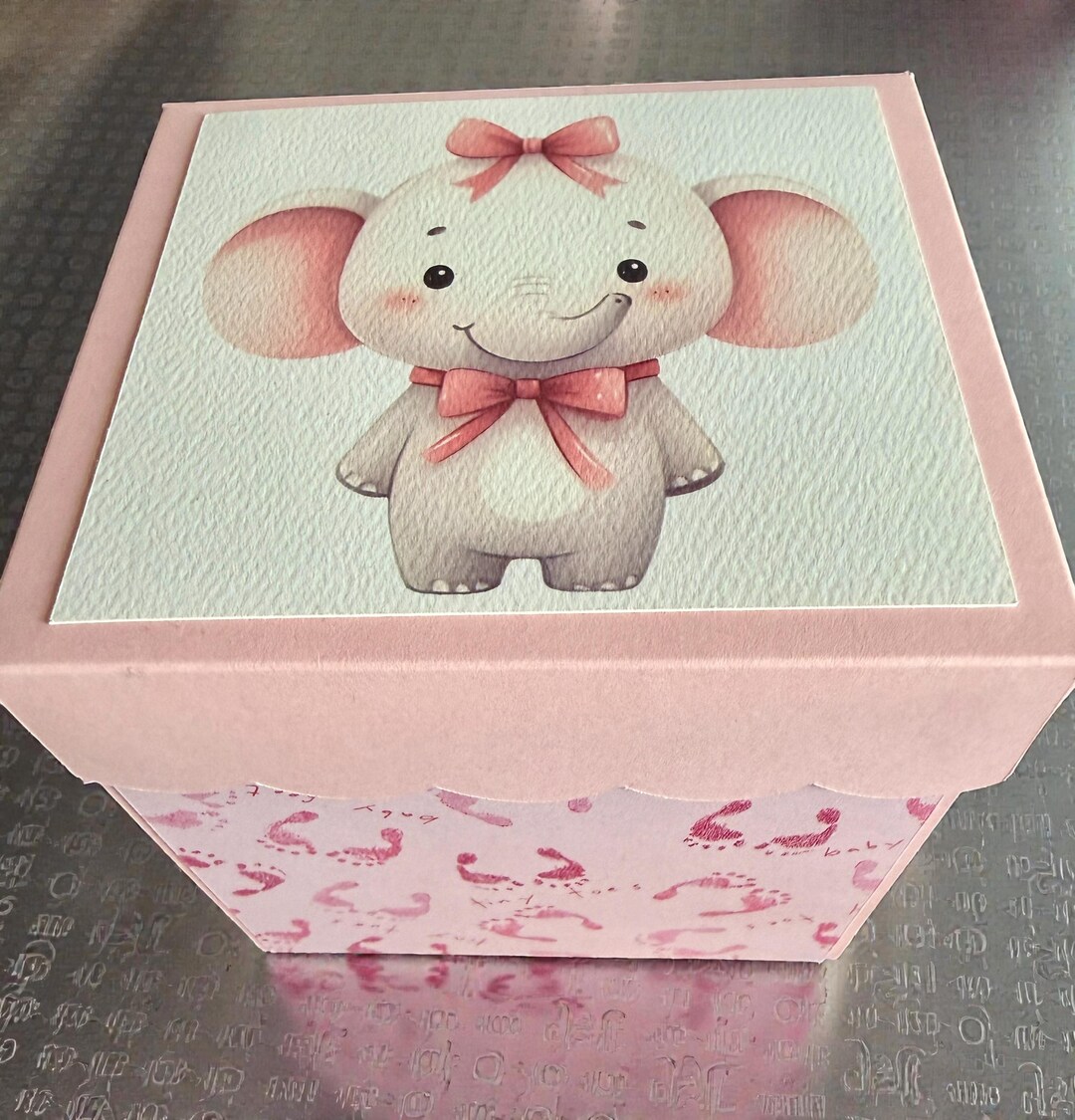 Pink Elephant Baby Shower Favor Box | Cardstock Gift Box for Baby Girl ...