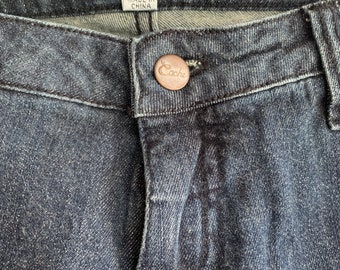 Vintage wide leg bell bottom jeans Caché dark wash pockets retro grooves 6