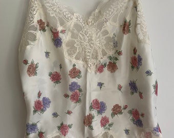 Vintage Oscar de la Renta floral camisole top sleep lace cute 34