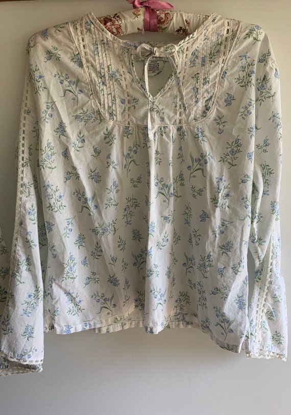 Vintage Laura Ashley blue floral cotton pajama set