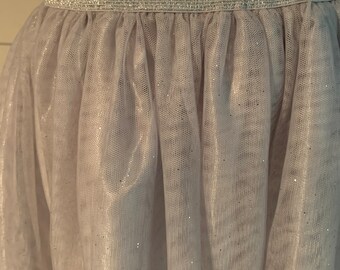 Silver sparkle tulle netting party fancy dress skirt