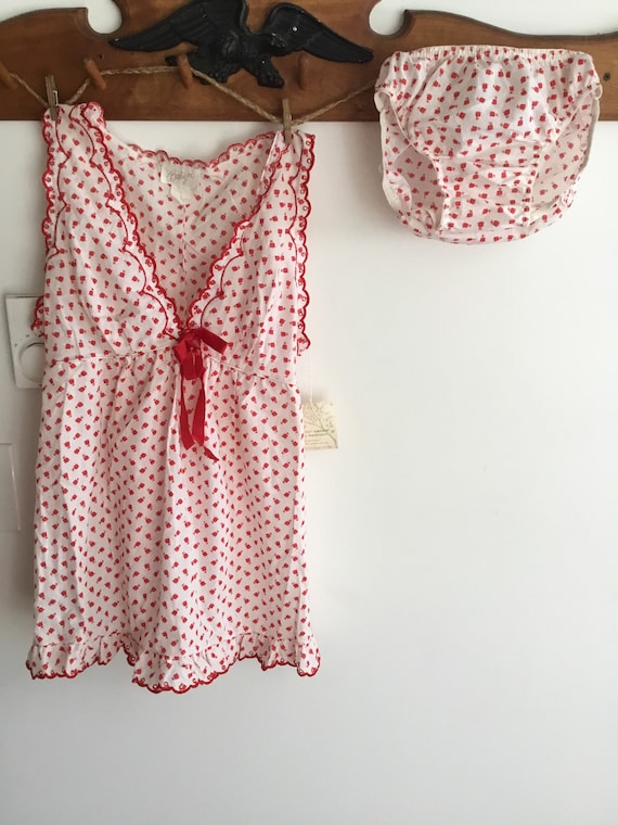 Vintage NWT Barbizon red white summer cotton blen… - image 2