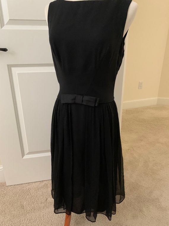 Vintage Black 100% silk cocktail dress layered dr… - image 3