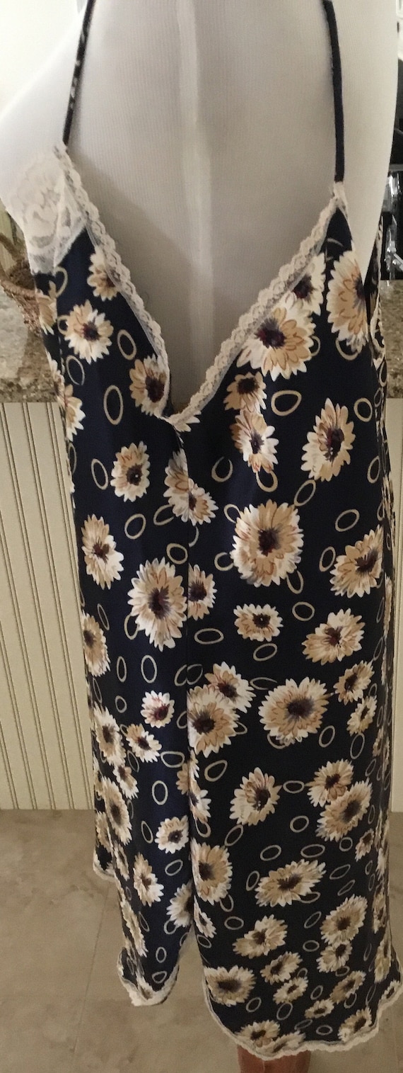 Vintage Robe Chemise nightgown set navy flor… Gem