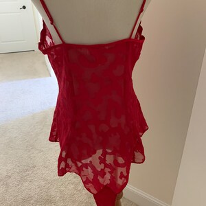 Vintage Victorias Secret red teddy sheer lovely Medium image 3