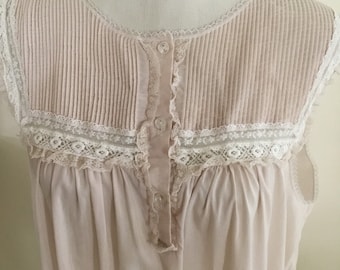 Vintage Barbizon dusty pink nightgown sleeveless summer lace