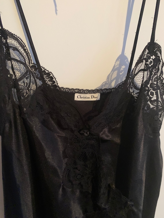 Vintage black satin Christian Dior chemise or nuis