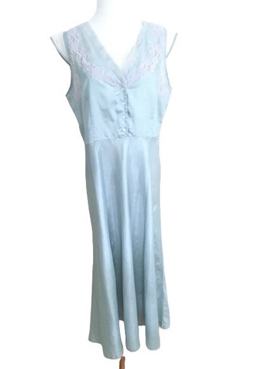 Vintage Teal Taffeta April Cornell Long Nightgown… - image 2