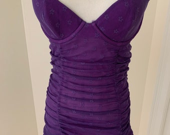 Super cute purple short babydoll chemise Netting ruffle Victoria’s Secret medium NWT