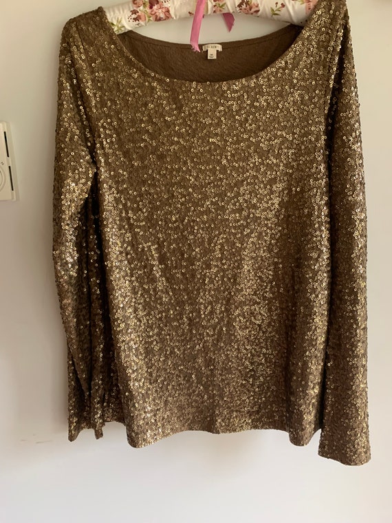 Vintage J Crew burnished gold sequin top blouse me