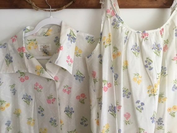 Rare Floral Katz Nightgown Robe Set Nightie Summer