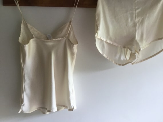 Vintage 100% silk camisole tap pants set ivory sm… - image 3