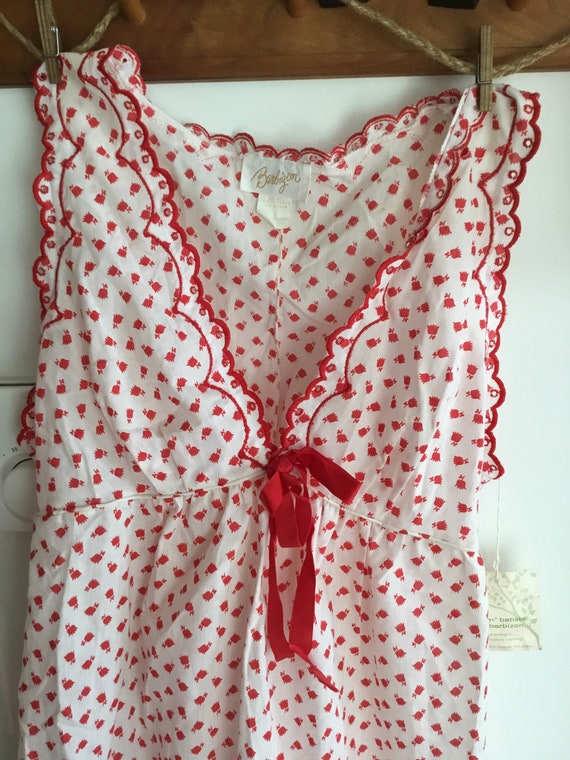 Vintage NWT Barbizon red white summer cotton blen… - image 1