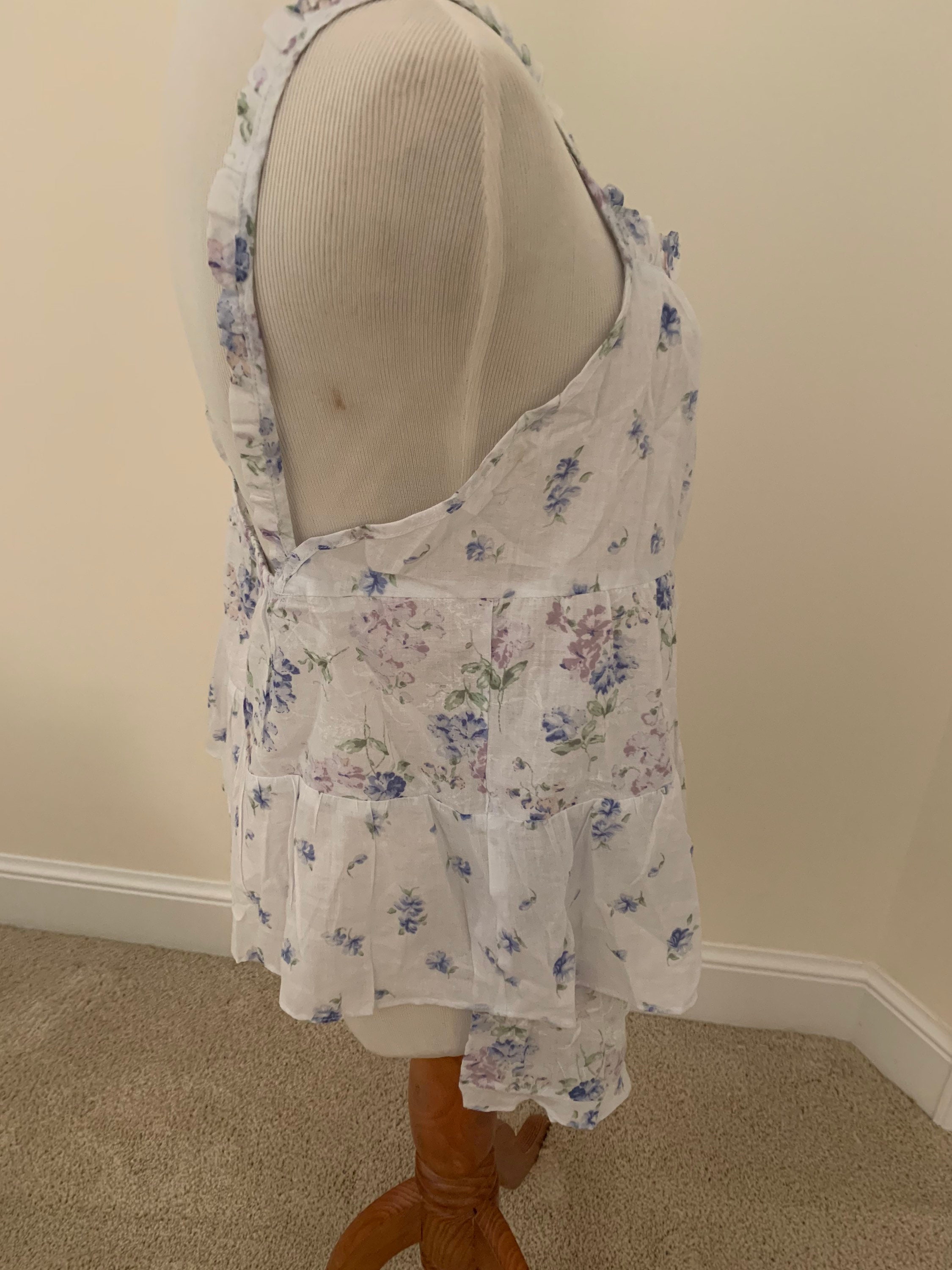 Super Adorable Cotton Lawn Sheer Laura Ashley Baby Doll Nightgown Sleep ...