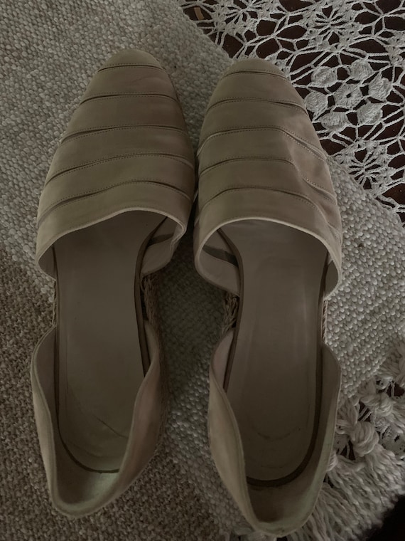 Giorgio Armani, Vintage Giorgio Armani espadrilles d’orsay sandals beige suede Size 38 7.5-8 leather soles