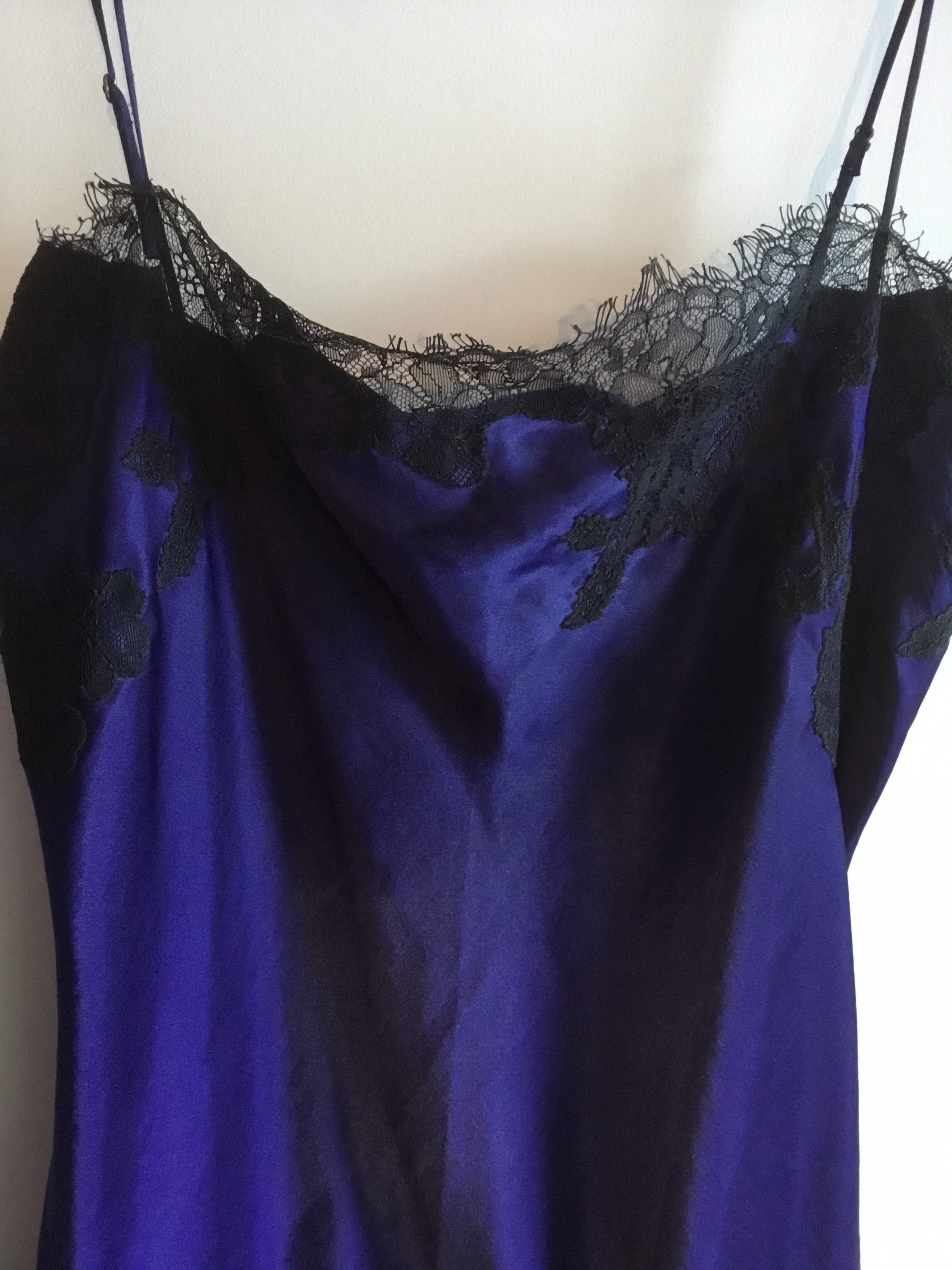 Superbe nuisette bleu roi rehaussee de dentelle noire grande taille Etsy France