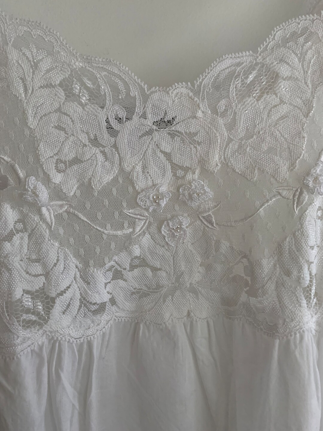 Retro White Robe Vintage White Cotton Nightgown Robe Set Short Lace Pearls Large - Etsy