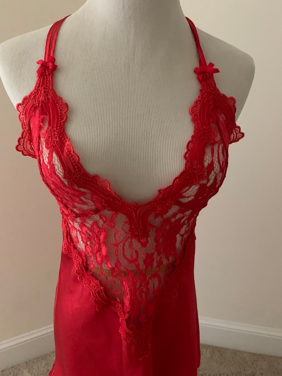 Red Valentine Baby Doll sleep chemise nightgown S… - image 1