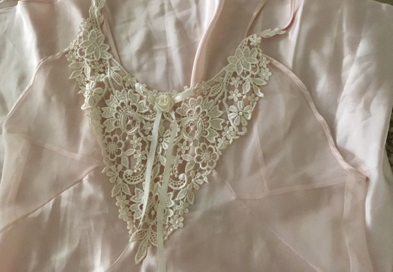 Vintage pink night chemise slip dress chiffon embr