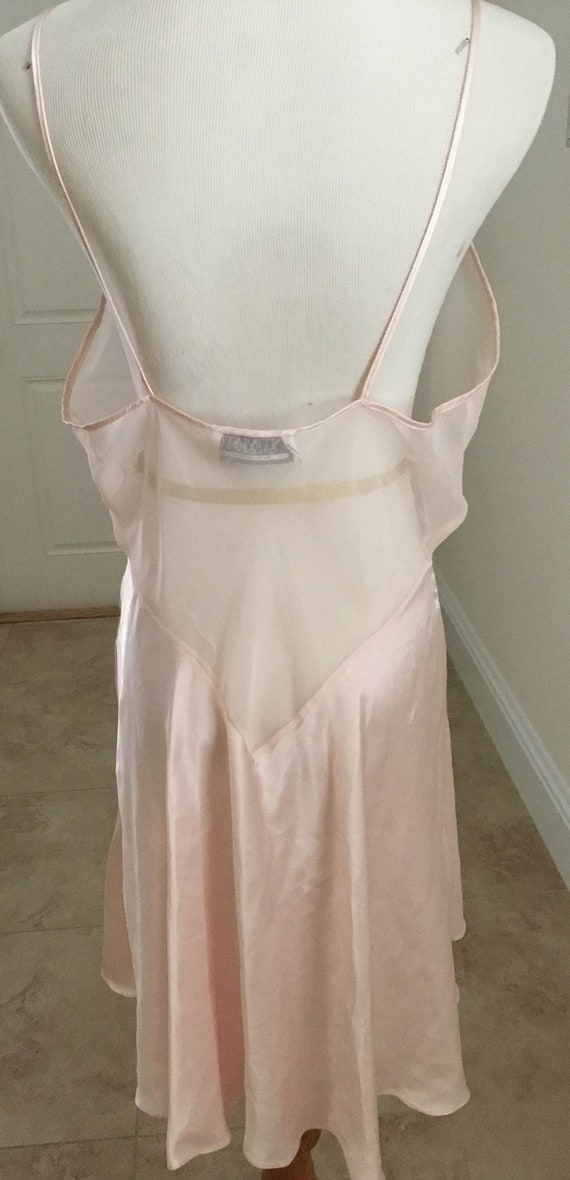 Vintage pink night chemise slip dress chiffon emb… - image 5