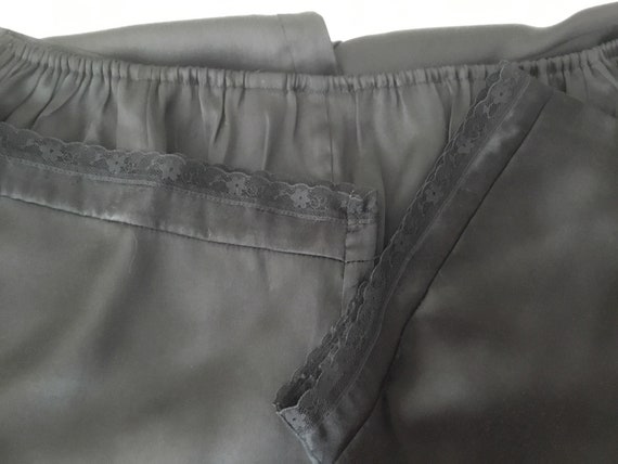 Black satin lace trim pajama pants sleep lounge V… - image 3