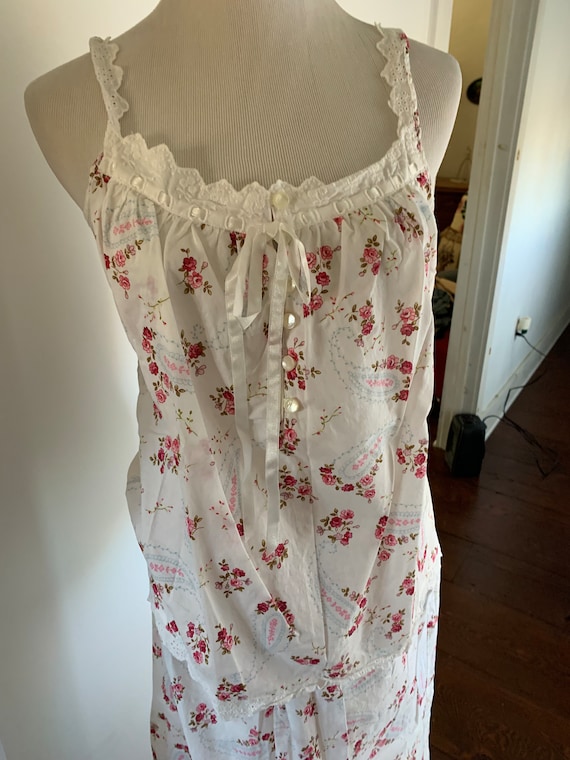 Super cute cotton red floral eyelet summer pajama… - image 1