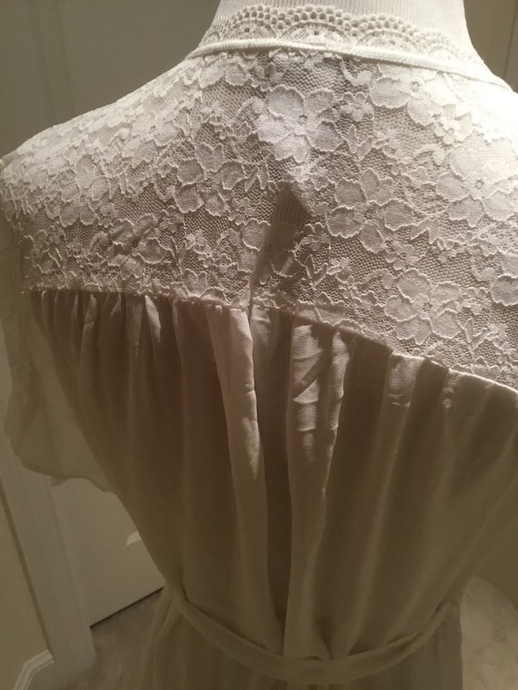White and lace sheer wrap around robe bridal large - Gem
