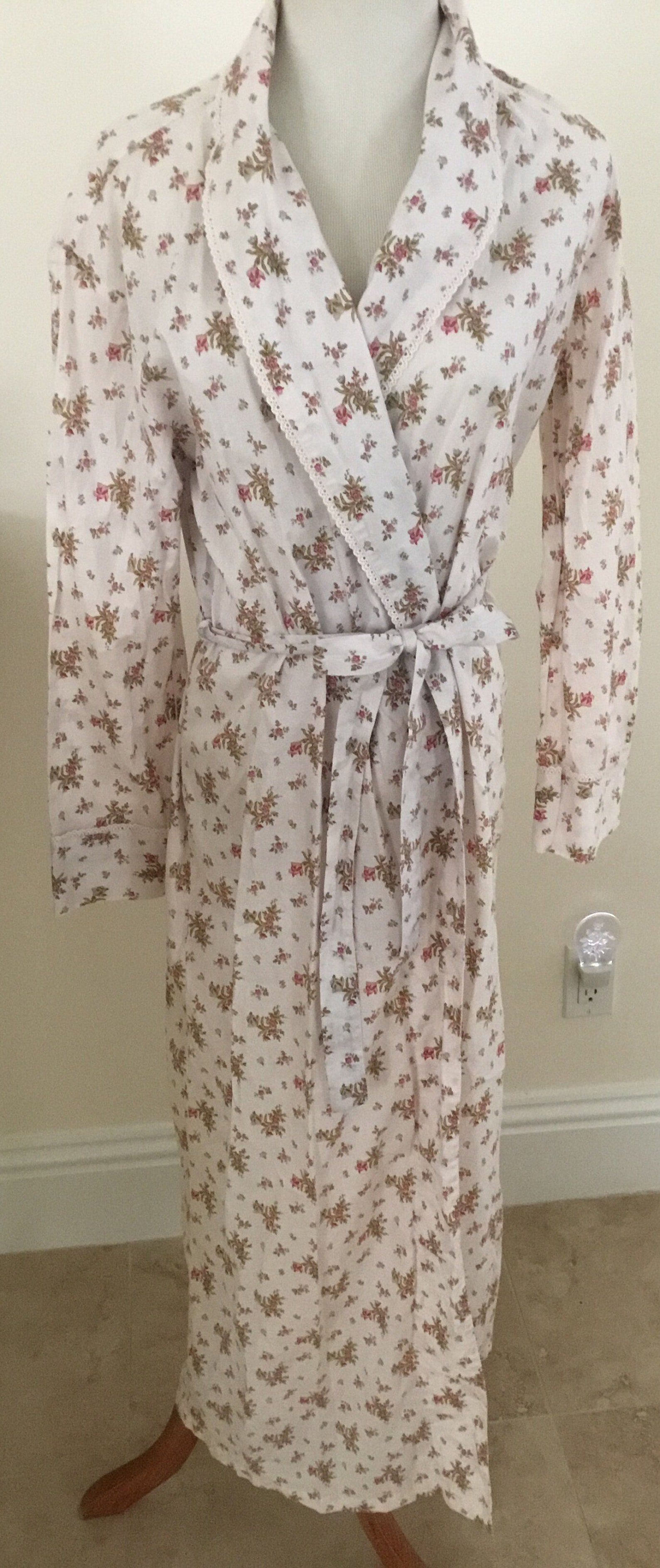 Vintage Floral Cotton Victorias Secret Long Wrap Robe Small - Etsy