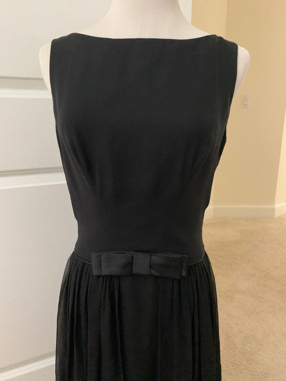 Vintage Black 100% silk cocktail dress layered dra