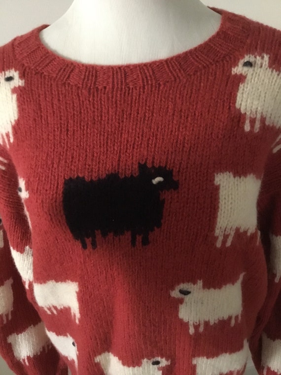 Princess Diana Look-a-Like Red Black Sheep Sweater