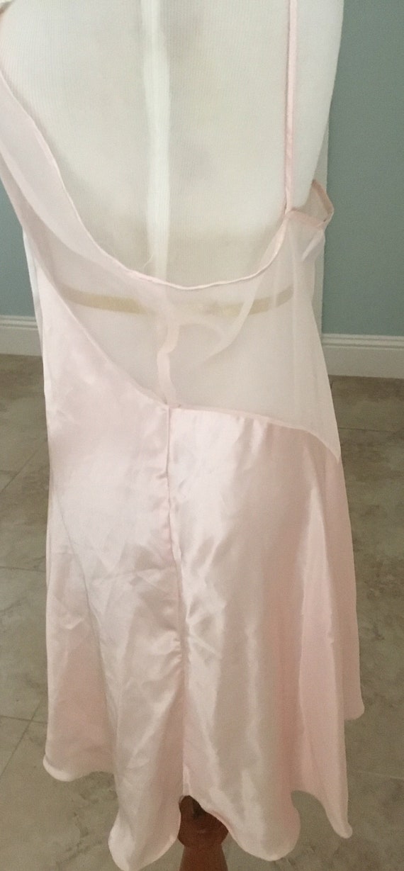 Vintage pink night chemise slip dress chiffon emb… - image 6