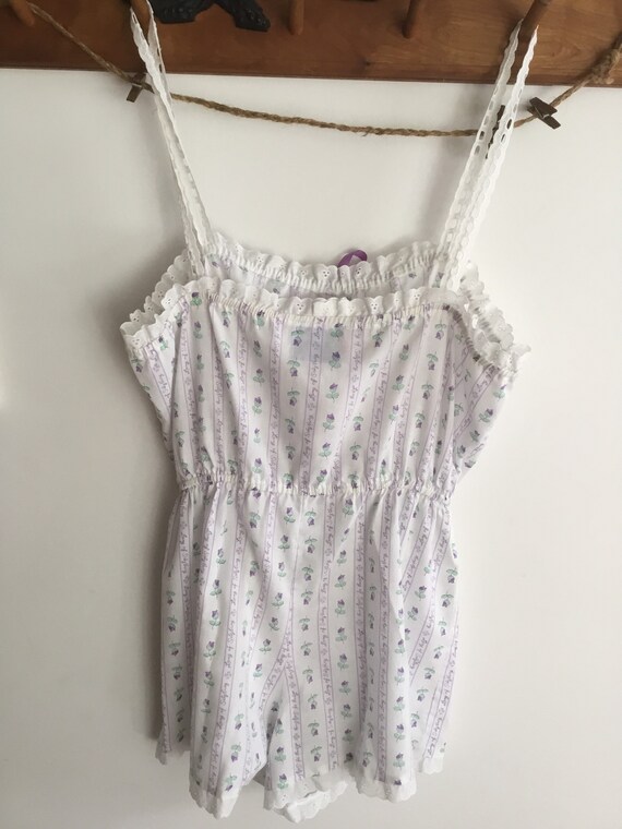 Lanz of Salzburg Vintage Sleep Romper Floral Cott… - image 4