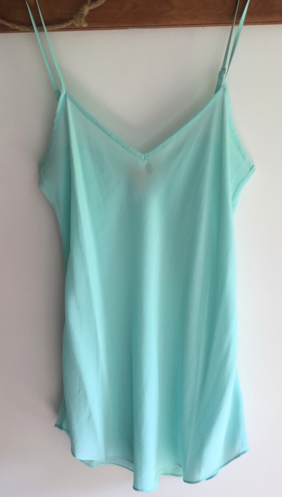 Silk pale aqua chemise night slip top medium