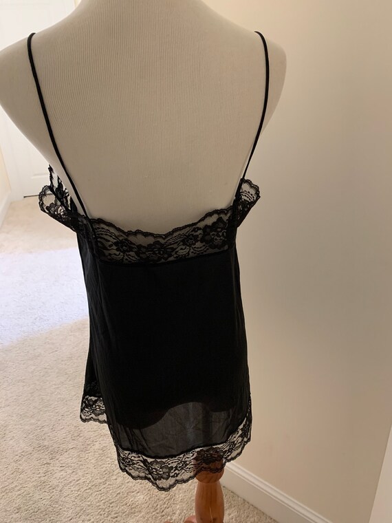 Vintage black lace chemise slip short medium sexy! - image 4