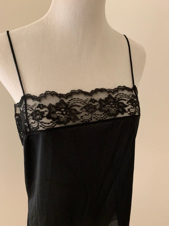 Vintage black lace chemise slip short medium sexy! - image 1