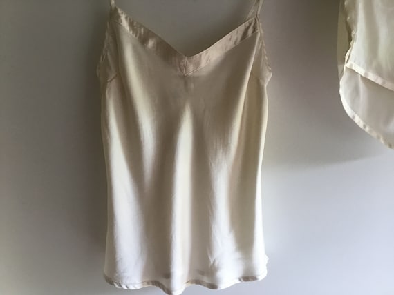 Vintage 100% silk camisole tap pants set ivory sm… - image 2