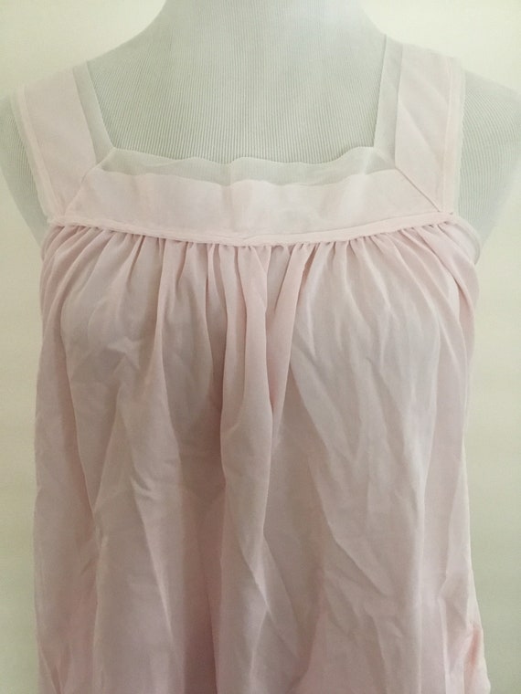 1960s Shadowline Soft Pink Double Chiffon & Lace Baby Doll