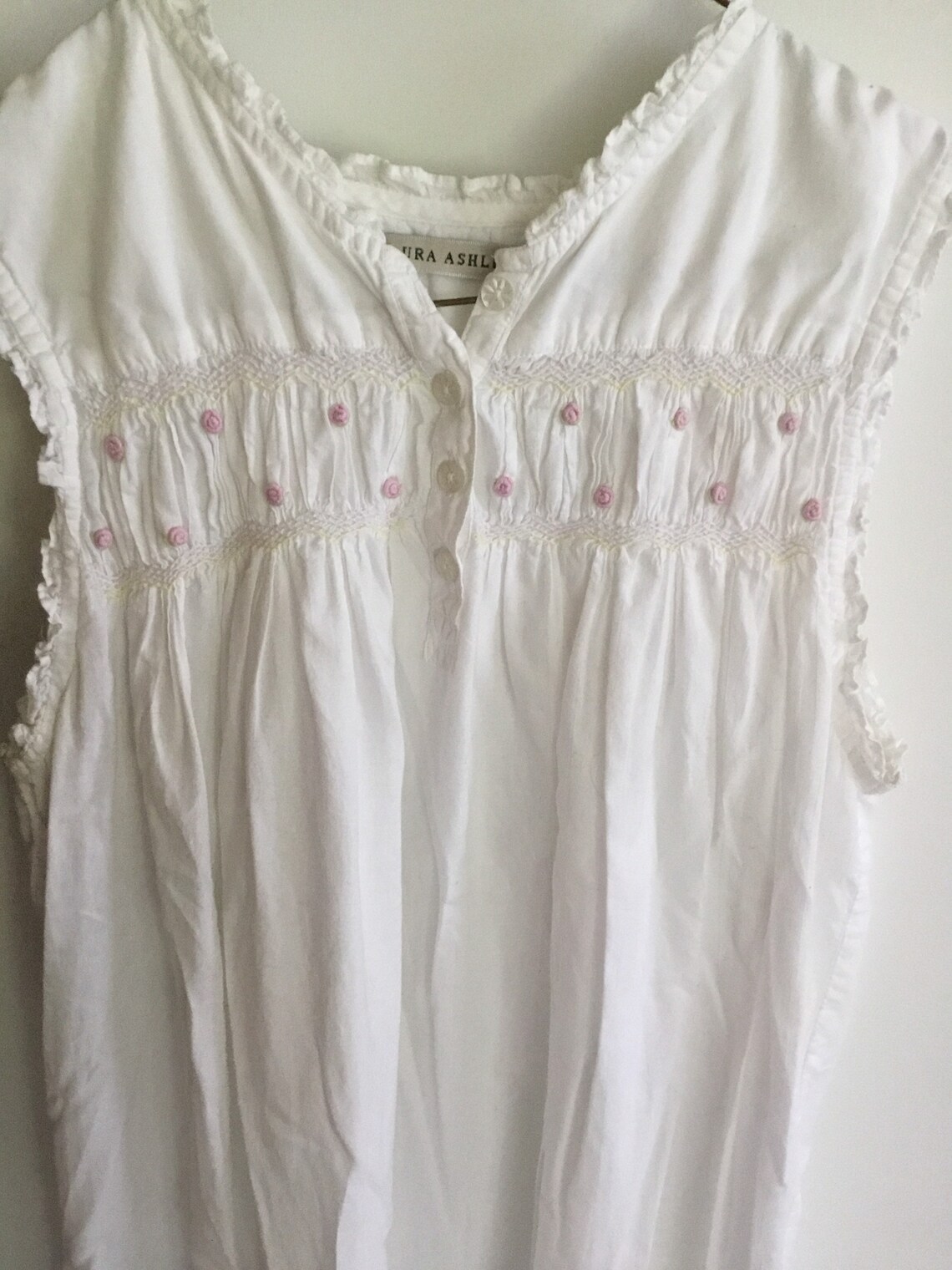 Vintage simple white cotton Laura Ashley nightgown nightie | Etsy