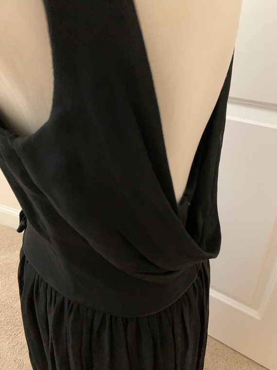 Vintage Black 100% silk cocktail dress layered dr… - image 5