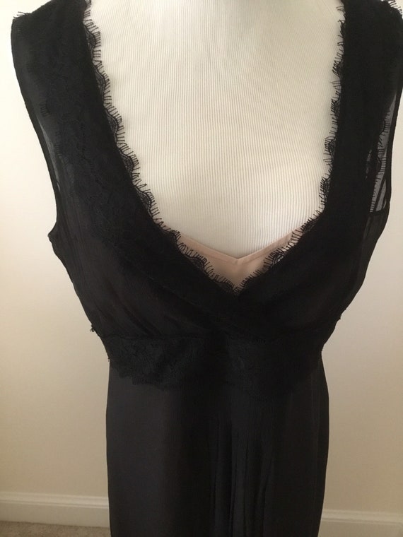 Vintage Black silk cocktail dress with gold chemi… - image 1