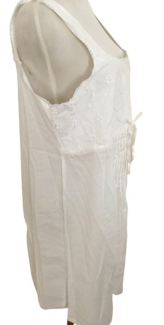 Summer white cotton embroidered nightgown shift c… - image 3