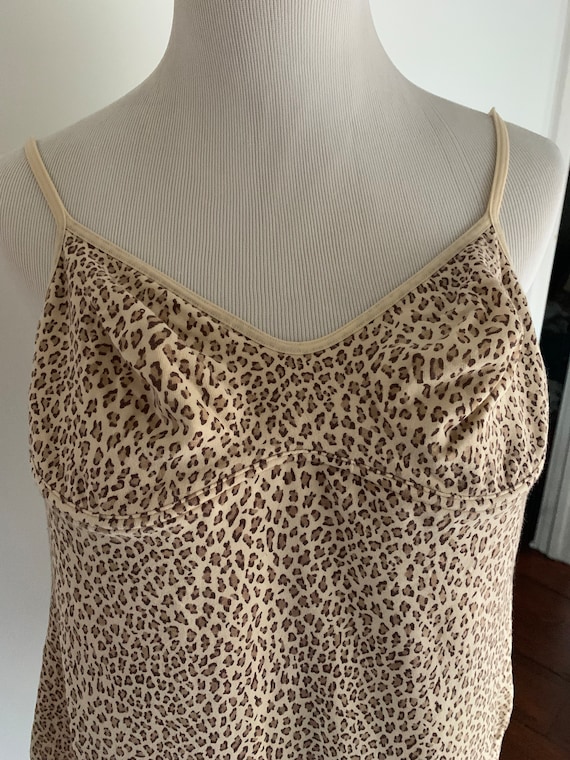 Vintage leopard animal print spandex cotton long … - image 1