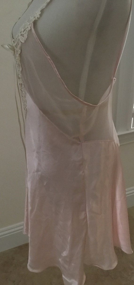 Vintage pink night chemise slip dress chiffon emb… - image 4