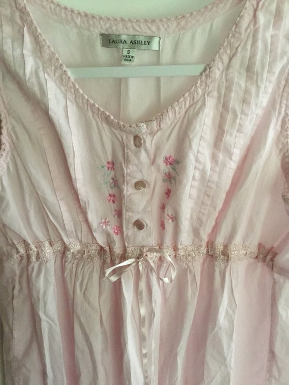 Vintage pink cotton embroidered Laura Ashley night