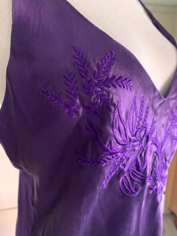Gorgeous purple 100% silk embroidered chemise nig… - image 2